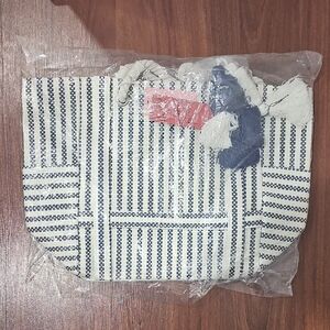 Amiani Resort Fashion Navy and White Striped Tote Bag